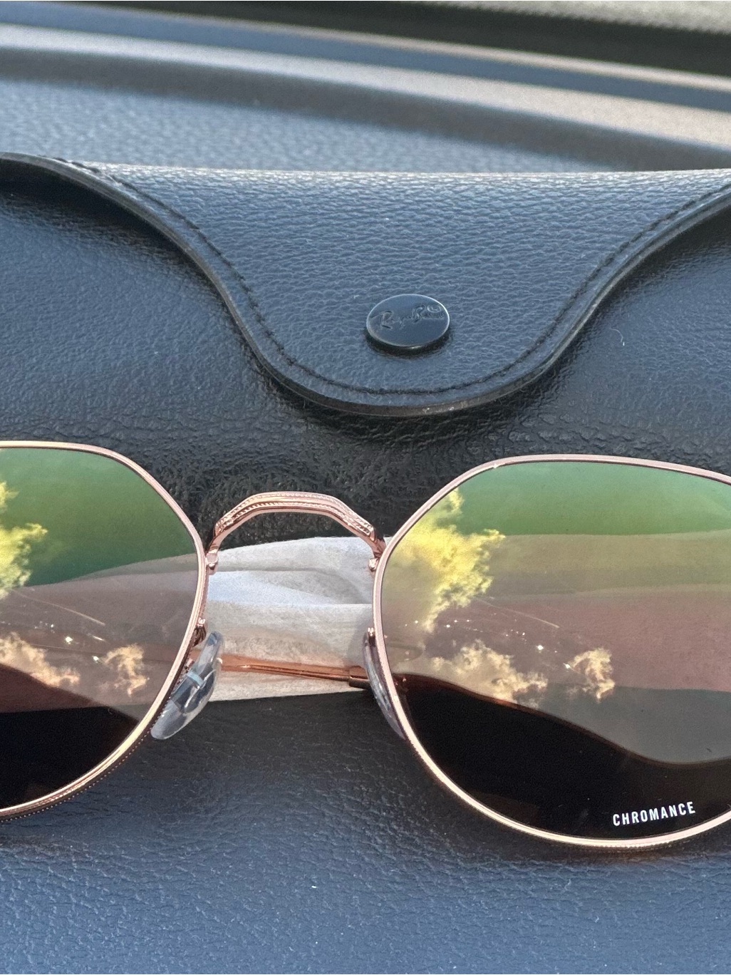 Ray-Ban Rose Gold Frame Sunglasses With Pink-Purple Gradient Lenses